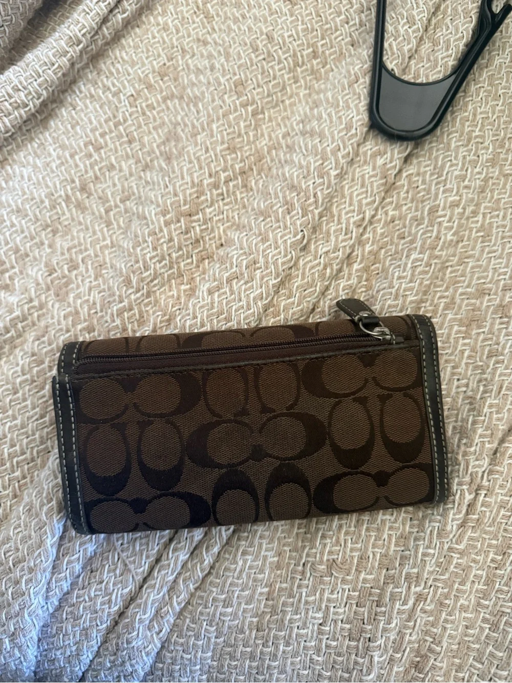 Vintage Coach Signature Brown Canvas Continental Wallet